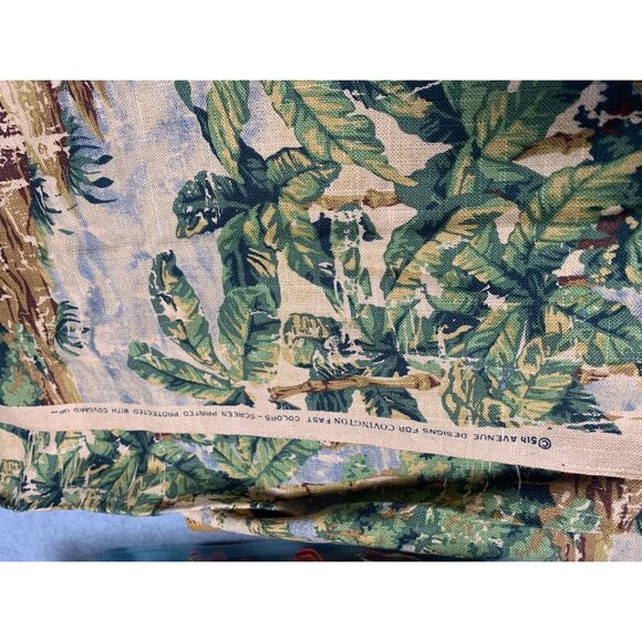 Vintage TPS4 Scenic Tapestry Fabric Panel Ladies Dog Design 23" x 56" Cotton Ble - Picture 7 of 7